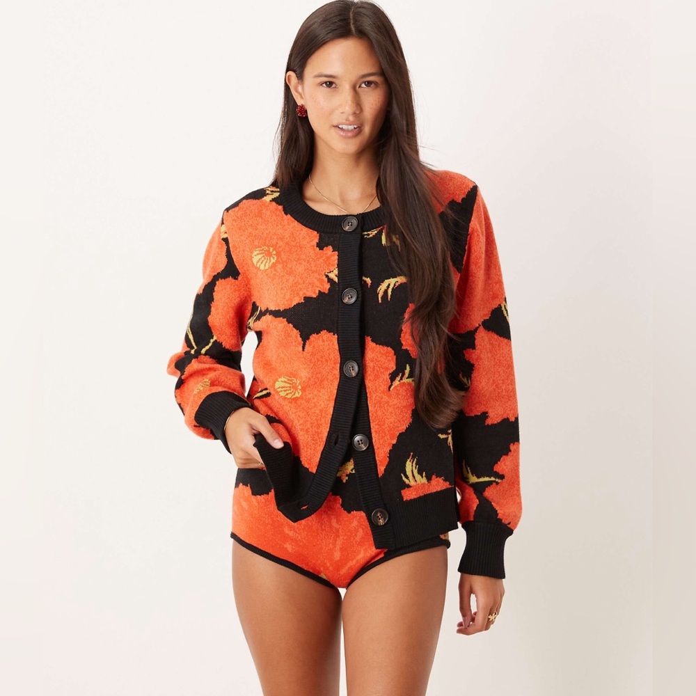 NWT Never Fully Dressed oversized cardigan co-ord in poppy knit